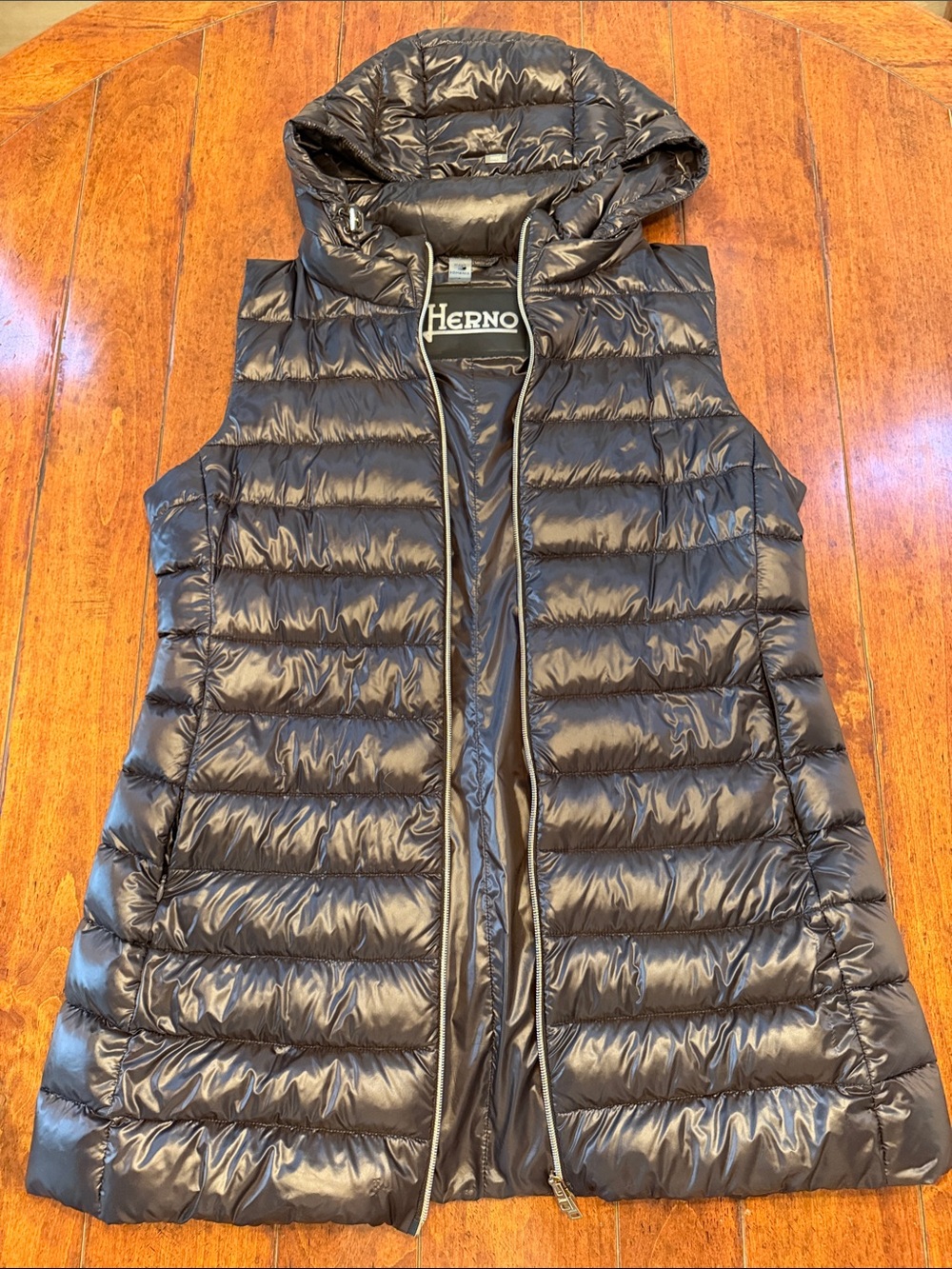 Herno Brown Quilted Hooded Puffer Vest